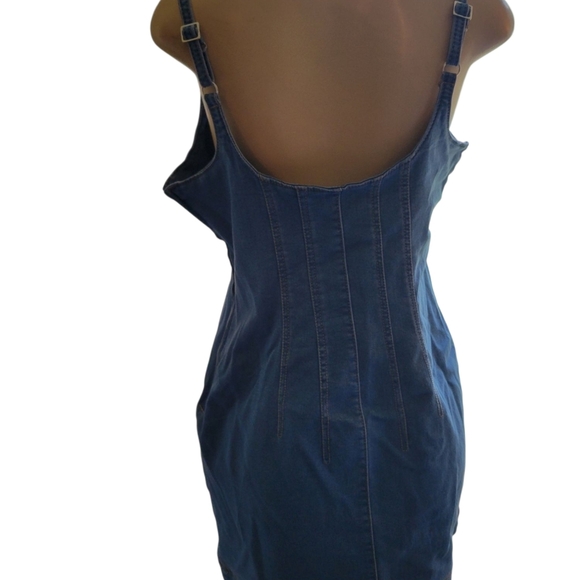 No Boundaries Blue Denim Overralls Dress - Picture 3 of 3